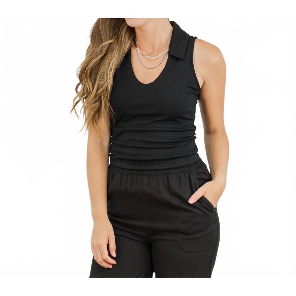 NEW TRAVISMATHEW friday ponte polo top in black